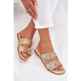 Boto Shiny embellished flip flops with buckles on flat heel gold Tovira | ePonuda.com