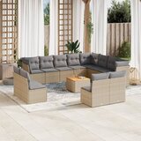 vidaXL 13-dijelni set vrtnih sofa s jastucima poliratan Bež | shoptok.hr