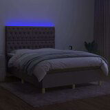  Krevet box spring s madracem LED smeđesivi 140x190 cm tkanina | shoptok.hr