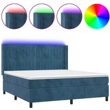 vidaXL Box spring postelja z vzmetnico LED temno modra 160x200cm žamet, (20894258) | Shoptok.si