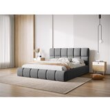 Micadoni Siva žametna oblazinjena zakonska postelja s prostorom za shranjevanje in z letvenim dnom 180x200 cm Bellis – | Shoptok.si