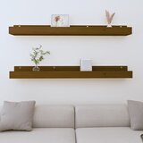  Zidne police 2 kom boja meda 110x12x9 cm od masivne borovine | shoptok.hr