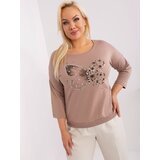 Fashion Hunters Navy beige plus size blouse with butterfly | Shoptok.si