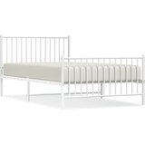 The Living Store Kovinski posteljni okvir z vzglavjem in vznožjem bel 107x203 cm - Posteljni Okvir, (21530806) | Shoptok.si