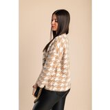 Fenzy mehak pulover s pepita vzorcem, krem | Shoptok.si