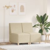 vidaXL Kavčni stol svetlo siva 55 cm blago 2 pcs krema 55 x 74 x 82 cm | Shoptok.si
