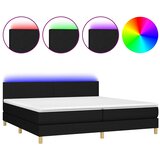  Krevet box spring s madracem LED crni 200x200 cm od tkanine | shoptok.hr