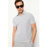 Trendyol White Men's Regular/Normal Cut Textured Polo Collar T-shirt