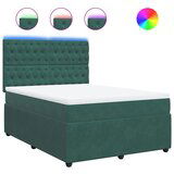 vidaXL Box spring postelja z vzmetnico temno zelena 140x200 cm žamet, (21310880) | Shoptok.si