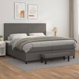 Maison Chic Box spring postelja - Vzmetna postelja z vzmetnico siva 200x200 cm umetno usnje SL21183, (21893182) | Shoptok.si