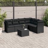 vidaXL 7-dijelni set vrtnih sofa od poliratana s jastucima crni Cijene