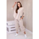 Kesi Set of sweatshirt and pants punto beige color Cene
