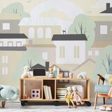  Foto tapeta - Yellow town - city suburb with trees and cats for children 200x140 Standard | shoptok.hr