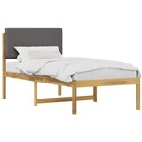  Krevetni okvir s tapiciranim uzglavljem - Bijelo prana i svijetlosiva 90 x 200 cm | shoptok.hr