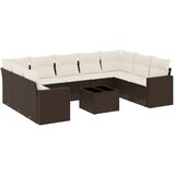  10-dijelni set vrtnih sofa od poliratana s jastucima smeđi | shoptok.hr