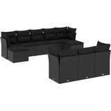  10-dijelni set vrtnih sofa s jastucima crni od poliratana | shoptok.hr