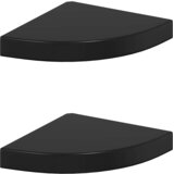  Plutajuće kutne police 2 kom sjajne crne 25 x 25 x 3,8 cm MDF | shoptok.hr
