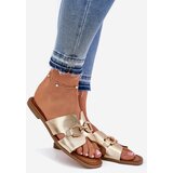 EVENTO Ladies Flat Sandals With Decorative Detail Golden Amiresna | shoptok.hr