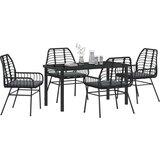  Set od 5 vrtnih blagovaonskih stolica s jastučićima crni poli ratan | shoptok.hr