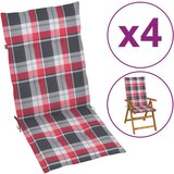 vidaXL Jastuci za stolice 4 kom crveni karirani 120x50x3 cm od tkanine Cijene