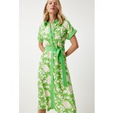  Women's Vibrant Green Floral Summer Slim Viscose Dress | Shoptok.si