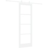 vidaXL drsna vrata s kompletom strojne opreme 'ORKDAL'bela iz masivnega lesa in stekla, notranja vrata z steklom 'ORKDAL'bela 73.5x211x4 cm | Shoptok.si
