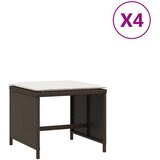  Vrtni taburei s jastucima 4 kom smeđi 40x40x35 cm od poliratana | shoptok.hr