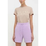 Guess Kratke hlače ženski, vijolična barva