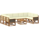 vidaXL Zunanja garnitura za sedenje 10 pcs Naravna in smetana, (5000281310) | Shoptok.si