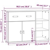 vidaXL Komoda smeđa boja meda 98,5x40x75 cm od masivne borovine | shoptok.hr