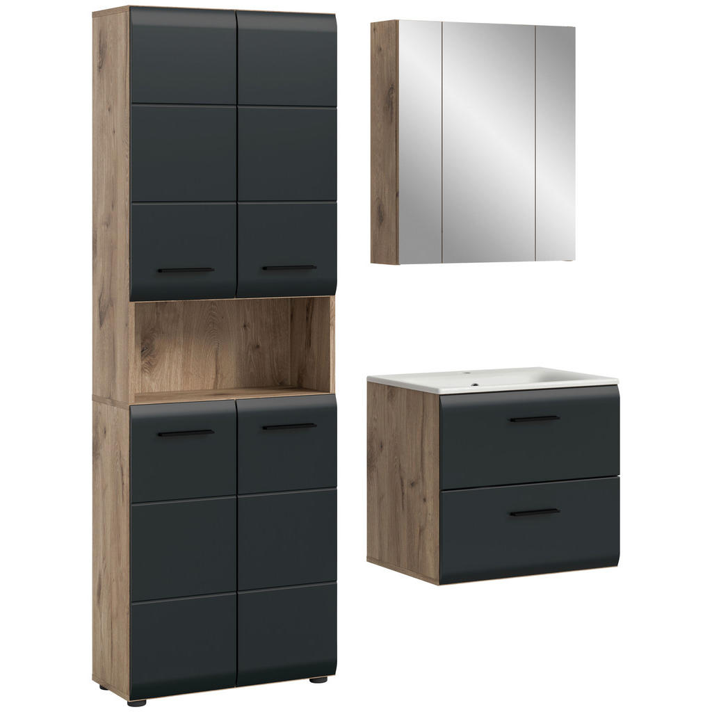 MID.YOU Kopalnica Ice, Črna, Barva Hrasta, 3-Delna | Shoptok.si