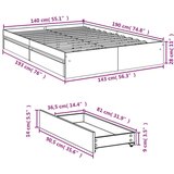  Okvir za krevet s ladicama boja hrasta 140x190 cm drveni | shoptok.hr