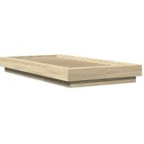 vidaXL Posteljni okvir z LED lučkami sonoma hrast 100x200 cm inž. les | Shoptok.si