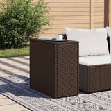 vidaXL Vrtni pomoćni stolić sa staklenom pločom smeđi 58x27,5x55 cm | shoptok.hr