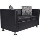  Kavč dvosed umetno usnje črne barve, (20597703) | Shoptok.si