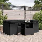  7-dijelni set vrtnih sofa od poliratana s jastucima crni | shoptok.hr