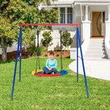  Robusten kovinski gugalni okvir A-frame, vrtni gugalni okvir 194 x 184 x 180 cm, rdeča + modra | Shoptok.si
