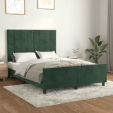 Okvir za krevet s uzglavljem tamnozeleni 140x190 cm baršunasti