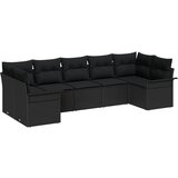 vidaXL Set od 7 komada vrtnih sofa s jastučićima Crni Poli Ratan, Dvosjedna vrtna sofa s odlagalištem i jastučićima Crni Poli Ratan Cijene