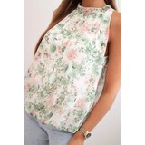 Kesi Włoski Women's floral chiffon blouse with lining green | shoptok.hr