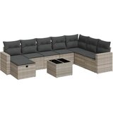 Maison Chic Seti vrtnega pohištva - Vrtna garnitura - Vrtni pohištvo set 9-delna z blazinami sv. siv poli ratan, (21797443) | Shoptok.si