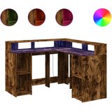  Radni stol s LED svjetlima boja hrasta 130x130x91 cm drveni | Eponuda.com