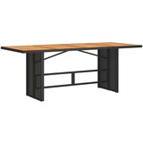 vidaXL Vrtna miza z leseno akacijevo ploščo črna 190x80x75 cm PE ratan | Shoptok.si