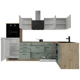 Flex-Well Kotna Kuhinja Z Aparati Cara, Zelena, Barva Hrasta | Shoptok.si