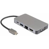 E-green adapter USB 3.1 tip C (M) - HDMI + VGA + 2xUSB 3.0 + RJ45 + tip C (F) beli Cene