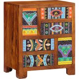 vidaXL Komoda Višebojna 50x35x60 puno drvo bagrem | shoptok.hr