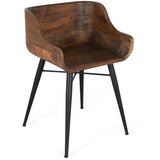 GINER Y COLOMER Stol iz tikovine in železnih nog, (22147258) | Shoptok.si