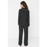 Trendyol Black Striped Shirt Collar Viscose Woven Pajamas Set | shoptok.hr