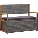 The Living Store Klop za shranjevanje 115 cm poli ratan in trdna akacija siva - Klop S Prostorom Za Shranjevanje, (21485343) | Shoptok.si
