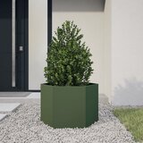 vidaXL Vrtno korito olivno zelena šestkotnik 69x60x45 cm jeklo Cene